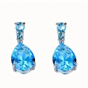 Beautiful Lake Blue Pierced Earrings